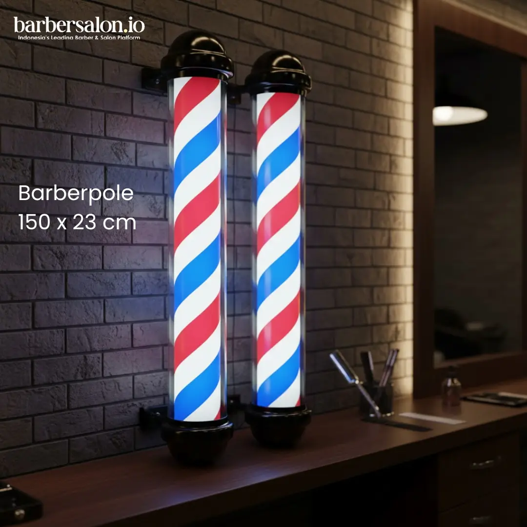 Barber Pole Lamp LED Premium 150x23 cm Lampu Tiang Barber Klasik Merah Putih Biru