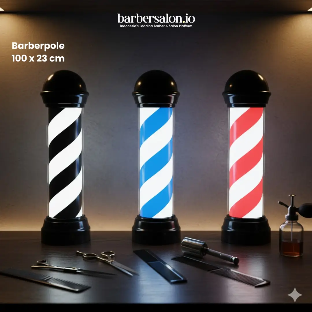 Barberpole LED Classic 100x23 cm Lampu Putar Barbershop Premium