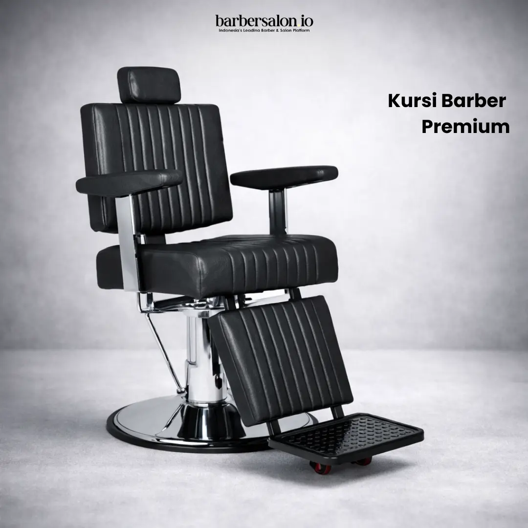 Kursi Barber Premium Hydraulic Reclining Chair Profesional dengan Sandaran Kaki & Headrest Adjustable — 1