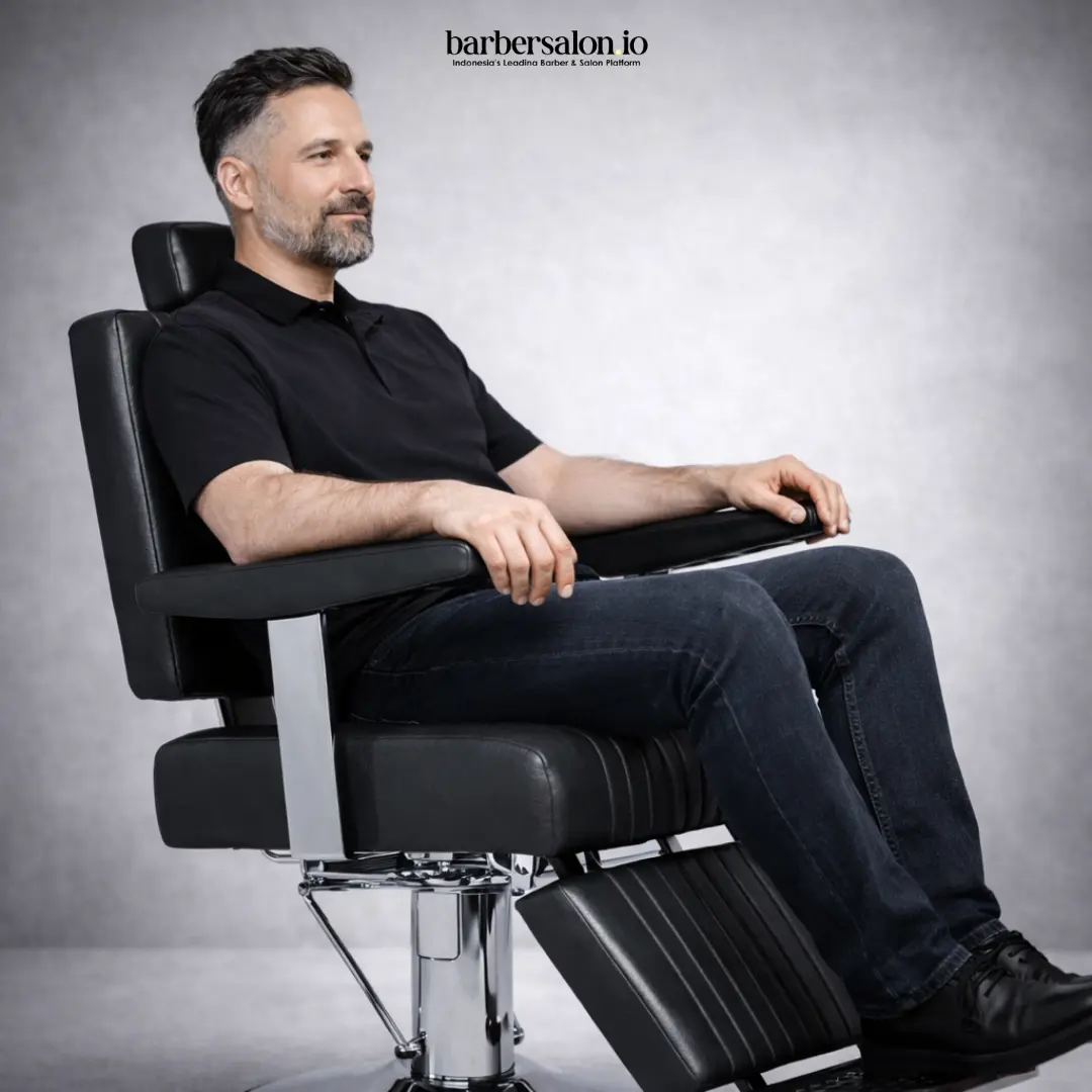 Kursi Barber Premium Hydraulic Reclining Chair Profesional dengan Sandaran Kaki & Headrest Adjustable — 2