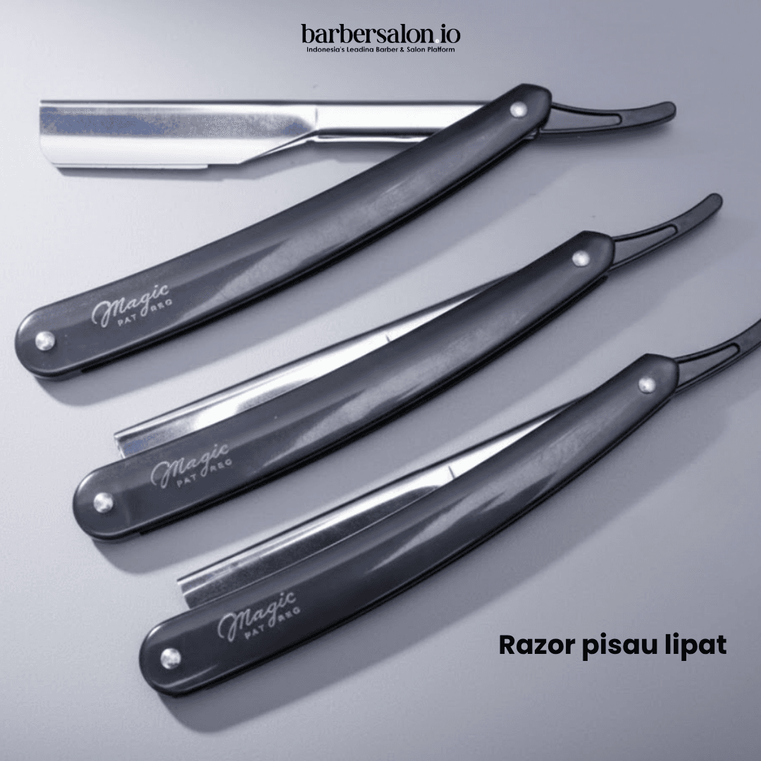 Pisau cukur lipat barber Hitam — 1
