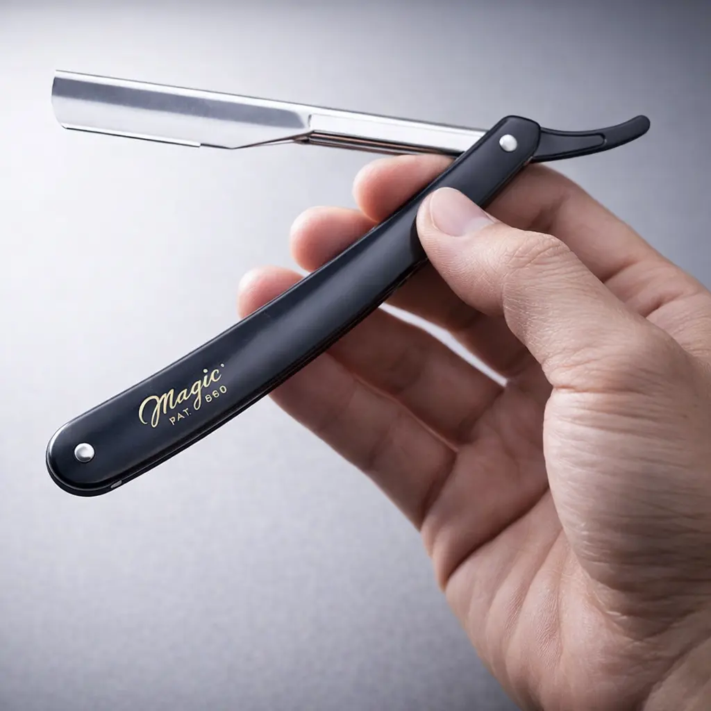 Pisau cukur lipat barber Hitam — 2